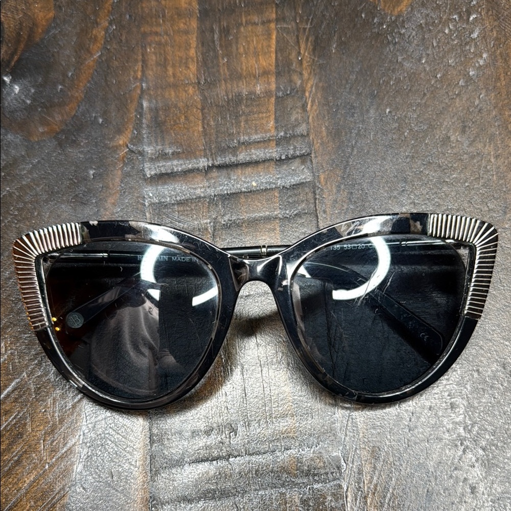 Balmain Black Cat-Eye Sunglasses with Metallic Detail